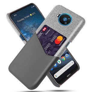 Nokia 8.3 hoesje, Lederen hardcase met vakje voor pasje, Grijs