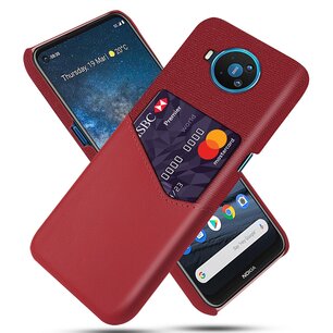 Nokia 8.3 hoesje, Lederen hardcase met vakje voor pasje, Rood