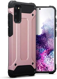 Samsung Galaxy S20 hoesje, Dubbel gelaagde pantsercase, Rosé goud