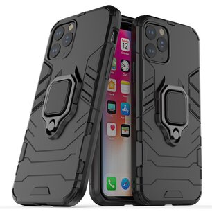 Apple iPhone 12 Mini hoesje, Dubbelgelaagde pantsercase met standaard, Zwart