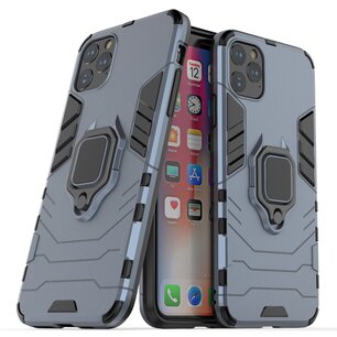 Apple iPhone 12 Pro Max hoesje, Dubbelgelaagde pantsercase met standaard, Navy blauw