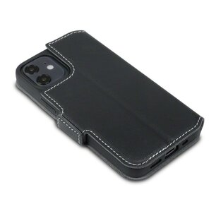 Apple iPhone 12 Mini hoesje, MobyDefend slim-fit extra dunne bookcase, Zwart