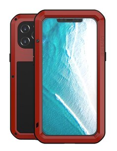 Apple iPhone 12 Pro Max hoes, Love Mei, Metalen extreme protection case, Rood