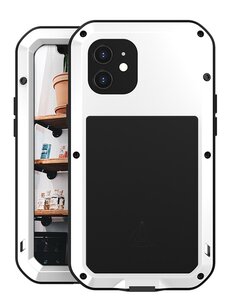 Apple iPhone 12 hoes, Love Mei, Metalen extreme protection case, Wit