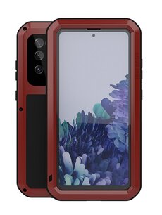 Samsung Galaxy S20 FE hoes, Love Mei, Metalen extreme protection case, Rood