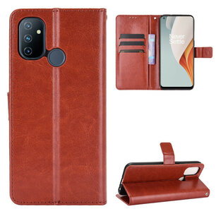 OnePlus Nord N10 hoesje, Wallet bookcase, Bruin