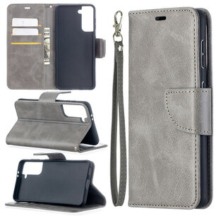 Samsung Galaxy S21 hoesje, Wallet bookcase, Grijs