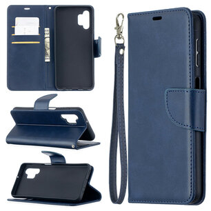 Samsung Galaxy A32 (5G) Hoesje - MobyDefend Wallet Book Case Met Koord - Blauw