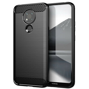 Nokia 3.4 hoesje, Gel case geborsteld metaal en carbonlook, Zwart