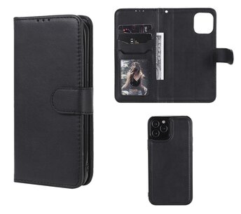 iPhone 12 / iPhone 12 Pro hoesje, MobyDefend Luxe 2-in-1 Wallet Book Case Met Uitneembare Backcover, Zwart