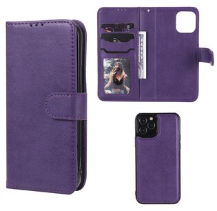 iPhone 12 / iPhone 12 Pro hoesje, MobyDefend Luxe 2-in-1 Wallet Book Case Met Uitneembare Backcover, Paars