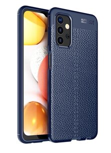 Samsung Galaxy A32 (5G) hoesje, MobyDefend TPU Gelcase, Lederlook, Navy blauw