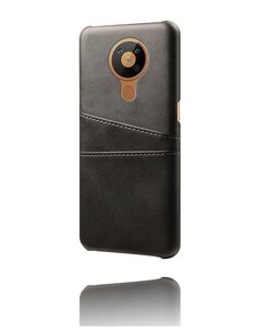 Nokia 5.4 hoesje, MobyDefend Lederen Backcover Met Vakjes Voor Pasjes, Zwart