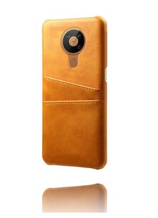 Nokia 5.4 hoesje, MobyDefend Lederen Backcover Met Vakjes Voor Pasjes, Cognacbruin
