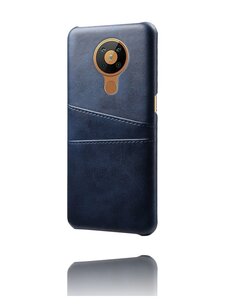 Nokia 5.4 hoesje, MobyDefend Lederen Backcover Met Vakjes Voor Pasjes, Blauw