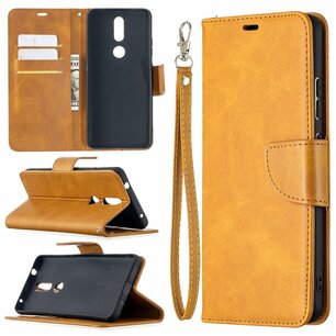 Nokia 2.4 hoesje, MobyDefend Wallet Book Case Met Koord, Lichtbruin