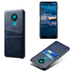Nokia 3.4 hoesje, MobyDefend Lederen Backcover Met Vakjes Voor Pasjes, Blauw