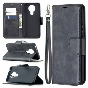 Nokia 3.4 hoesje, MobyDefend Wallet Book Case Met Koord, Zwart