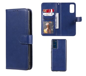 Samsung Galaxy S20 FE hoesje, MobyDefend Luxe 2-in-1 Wallet Book Case Met Uitneembare Backcover, Blauw