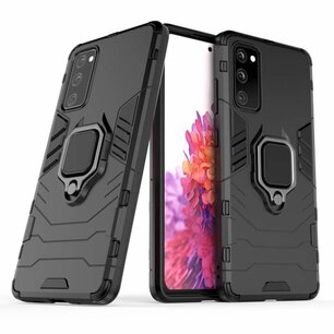 Samsung Galaxy S20 FE hoesje, MobyDefend Dubbelgelaagde Pantsercase Met Standaard, Zwart