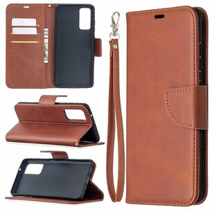 Samsung Galaxy S20 FE hoesje, MobyDefend Wallet Book Case Met Koord, Bruin