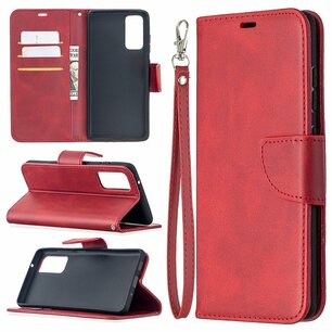 Samsung Galaxy S20 FE hoesje, MobyDefend Wallet Book Case Met Koord, Rood
