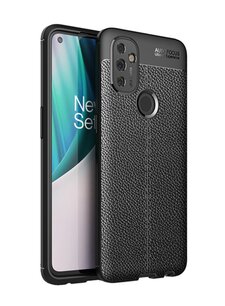 OnePlus Nord N100 hoesje, MobyDefend TPU Gelcase, Lederlook, Zwart