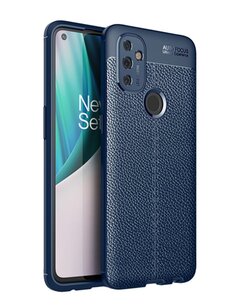 OnePlus Nord N100 hoesje, MobyDefend TPU Gelcase, Lederlook, Navy blauw