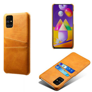 Samsung Galaxy M11 / A11 hoesje, MobyDefend Lederen Backcover Met Vakjes Voor Pasjes, Cognacbruin