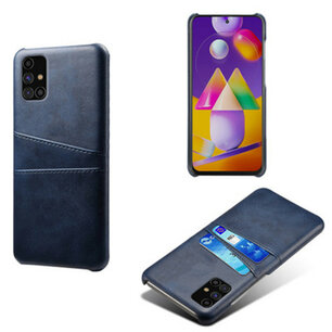 Samsung Galaxy M11 / A11 hoesje, MobyDefend Lederen Backcover Met Vakjes Voor Pasjes, Blauw