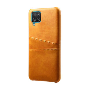 Samsung Galaxy A12 / M12 hoesje, MobyDefend Lederen Backcover Met Vakjes Voor Pasjes, Cognacbruin