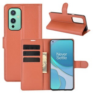OnePlus 9 hoesje, MobyDefend Kunstleren Wallet Book Case, Bruin