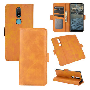 Nokia 2.4 hoesje, MobyDefend Luxe Wallet Book Case (Sluiting Zijkant), Lichtbruin