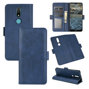 Nokia 2.4 hoesje, MobyDefend Luxe Wallet Book Case (Sluiting Zijkant), Blauw