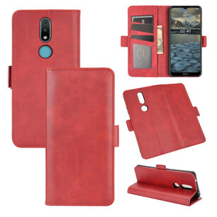Nokia 2.4 hoesje, MobyDefend Luxe Wallet Book Case (Sluiting Zijkant), Rood
