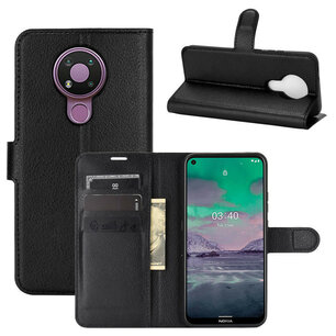 Nokia 3.4 hoesje, MobyDefend Kunstleren Wallet Book Case, Zwart