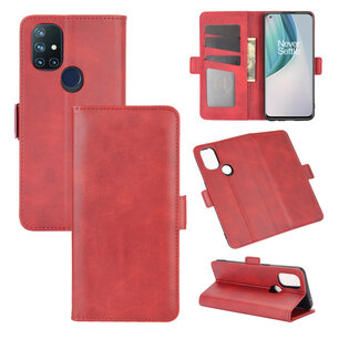 OnePlus Nord N10 hoesje, MobyDefend Luxe Wallet Book Case (Sluiting Zijkant), Rood