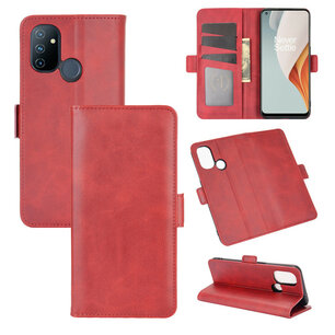 OnePlus Nord N100 hoesje, MobyDefend Luxe Wallet Book Case (Sluiting Zijkant), Rood