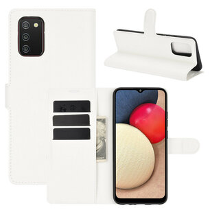 Samsung Galaxy A02s hoesje, MobyDefend Kunstleren Wallet Book Case, Wit