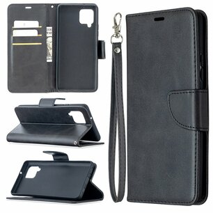 Samsung Galaxy A42 hoesje, MobyDefend Wallet Book Case Met Koord, Zwart