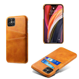 Apple iPhone 12 Pro Max hoesje, MobyDefend Lederen Backcover Met Vakjes Voor Pasjes, Cognacbruin
