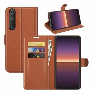 Sony Xperia 1 III hoesje, MobyDefend Kunstleren Wallet Book Case, Bruin