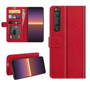 Sony Xperia 1 III hoesje, MobyDefend Wallet Book Case (Sluiting Achterkant), Rood