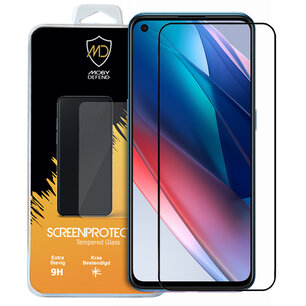 Oppo Find X3 Lite screenprotector, MobyDefend gehard glas screensaver, Zwarte randen