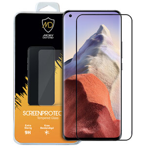 Xiaomi Mi 11 Ultra screenprotector, MobyDefend gehard glas screensaver, Zwarte randen