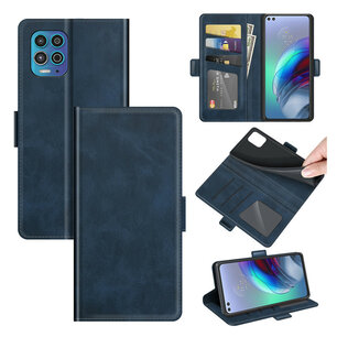 Motorola Moto G100 hoesje, MobyDefend Luxe Wallet Book Case (Sluiting Zijkant), Blauw