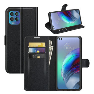 Motorola Moto G100 hoesje, MobyDefend Kunstleren Wallet Book Case, Zwart