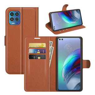 Motorola Moto G100 hoesje, MobyDefend Kunstleren Wallet Book Case, Bruin