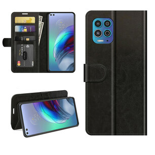 Motorola Moto G100 hoesje, MobyDefend Wallet Book Case (Sluiting Achterkant), Zwart