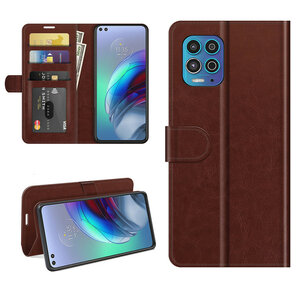 Motorola Moto G100 hoesje, MobyDefend Wallet Book Case (Sluiting Achterkant), Bruin